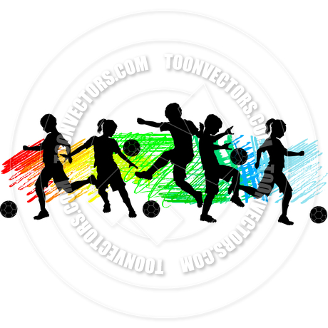 460x460 Kids Boys And Girls Soccer Silhouettes By Chromaco Toon Vectors
