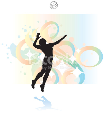 412x439 Volleyball Serve Background Girls Stock Vector