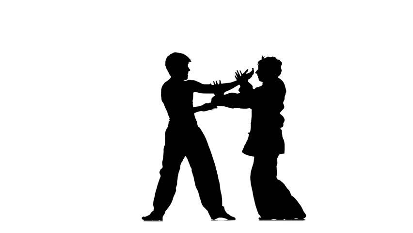 852x480 Silhouette Of A Man Tensing Arms On White Background In Slow