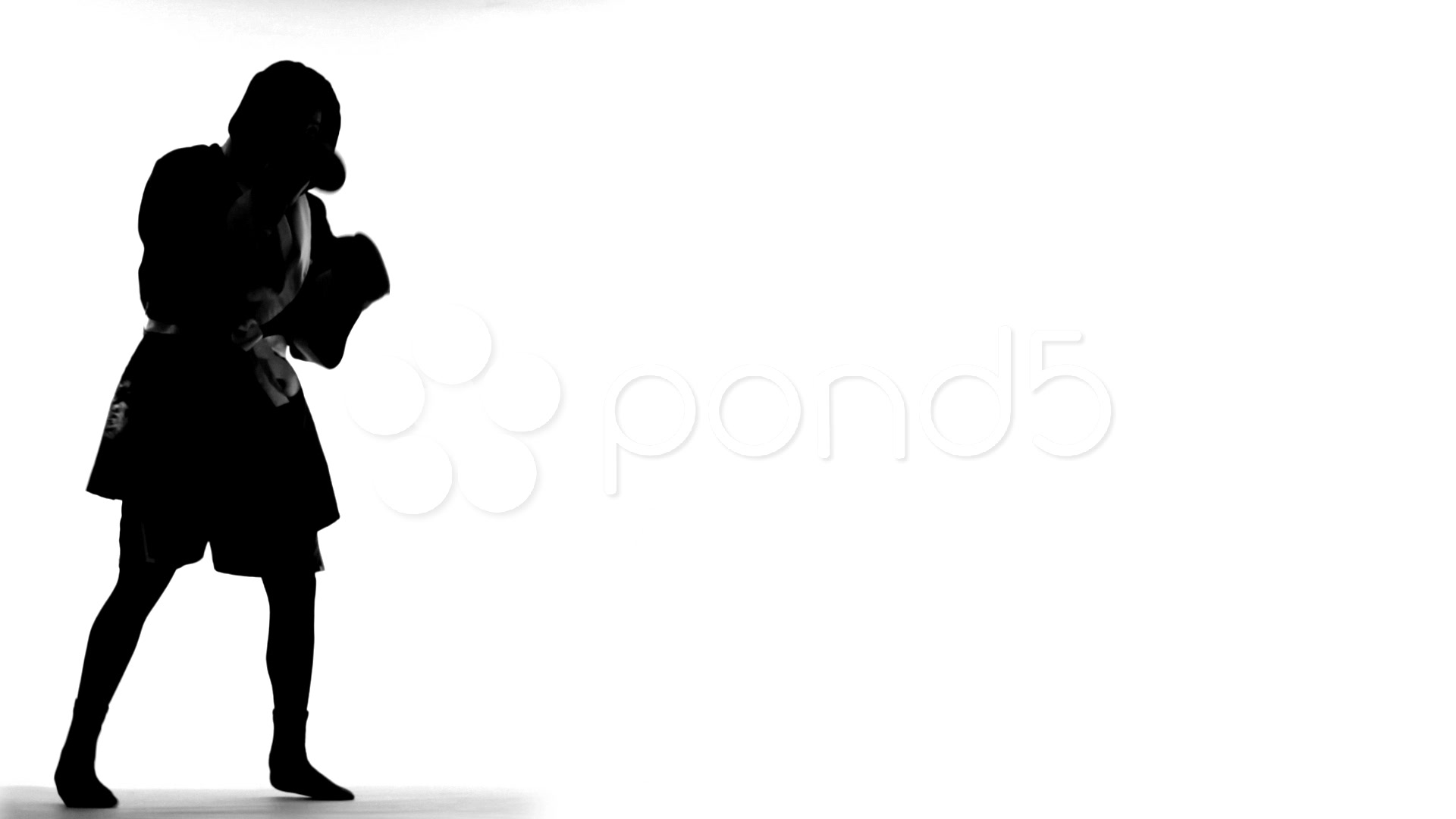 1920x1080 Stock Video Silhouette Of Boxer In Robe ~