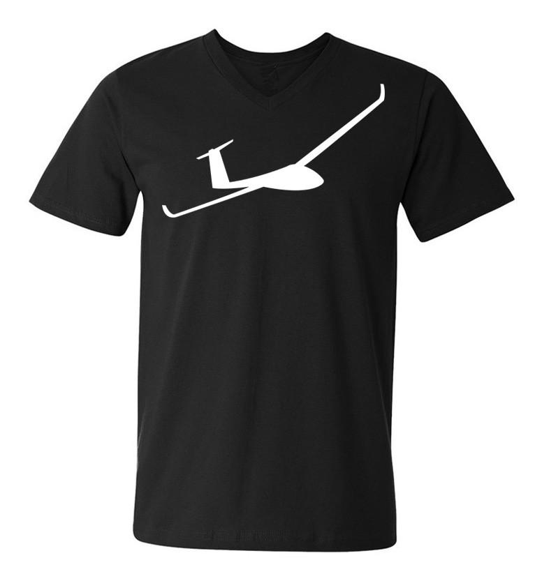 766x833 Glider Silhouette Printed V Neck T Shirts Pilot Eyes Store