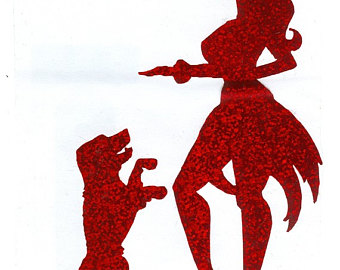 340x270 Pitbull And Pin Up Silhouette Gold Glitter Vinyl Decal