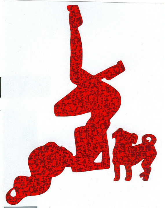 570x719 Pugpuggle And Pin Up Silhouette Red Glitter Vinyl Decal