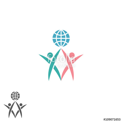500x500 Partnership Logo, Atlas Silhouette Two Men Together Hold Globe