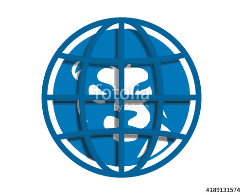 500x400 Blue Globe Lion Head Silhouette Image Vector Icon Logo Stock