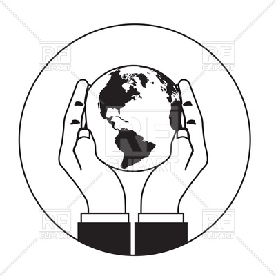 400x400 Hands Gently Holding Globe Icon Royalty Free Vector Clip Art Image
