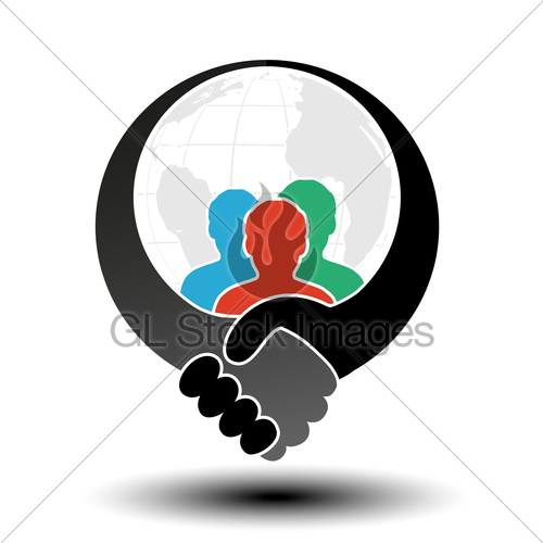 500x500 Vector Community Symbol With Handshake Symbol. Simple Sil Gl