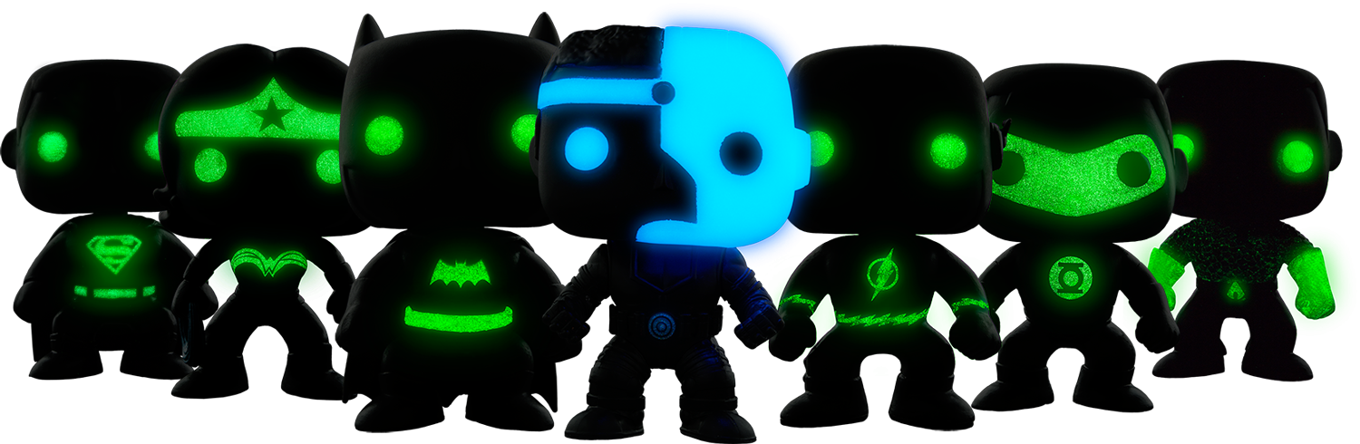 1500x490 Justice League Glowing Silhouette Pop! Vinyl Bundle Set Of 7
