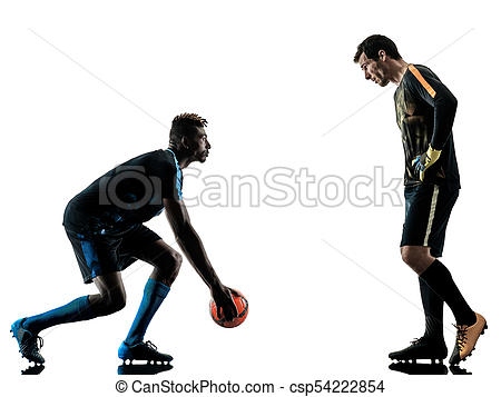 450x357 Soccer Players Goalkeeper Men Isolated Silhouette White Stock