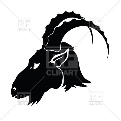 400x400 Silhouette Of Goat Head In Profile Royalty Free Vector Clip Art