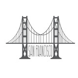 160x160 Golden Gate Bridge In San Francisco And Boat Vector Design Illus