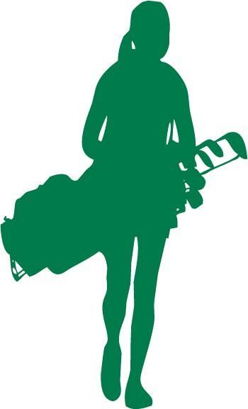 350x577 Female Golfer Carrying A Golf Club Bag Vinyl Car Decal Sticker