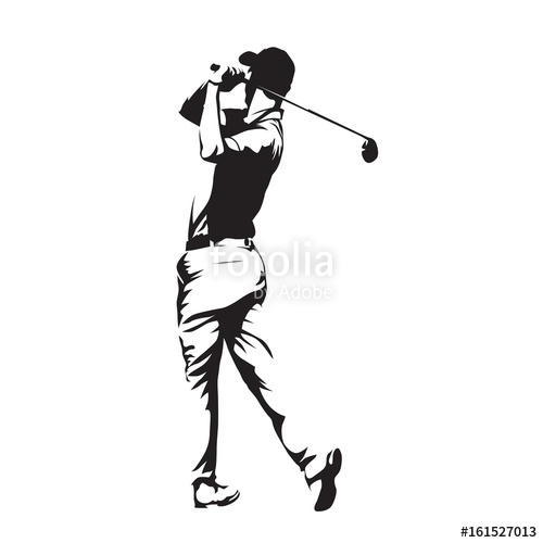 500x500 Golf Player, Abstract Vector Silhouette Stock Image And Royalty