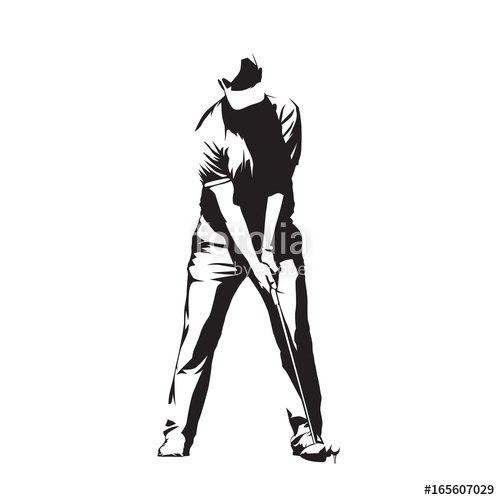 500x500 Golf Player Standing And Preparing For Golf Swing Ball, Abstract