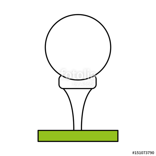 500x500 Color Silhouette Cartoon Golf Ball On Tee In Grass Vector