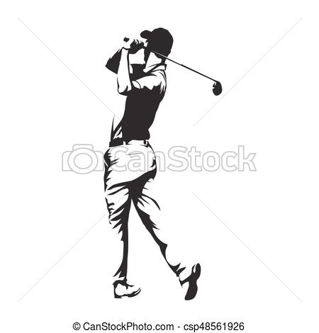 450x470 Golf Player, Abstract Vector Silhouette Vector Illustration
