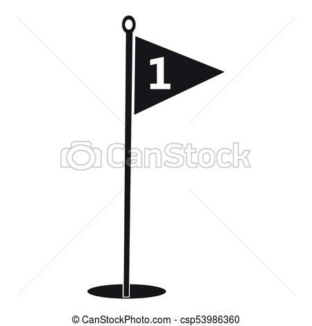 450x470 Golf Flag Silhouette On A White Background, Vector Clip Art