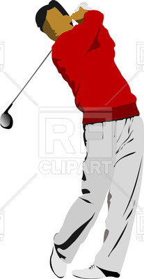 207x400 Golfer Hitting Ball Royalty Free Vector Clip Art Image