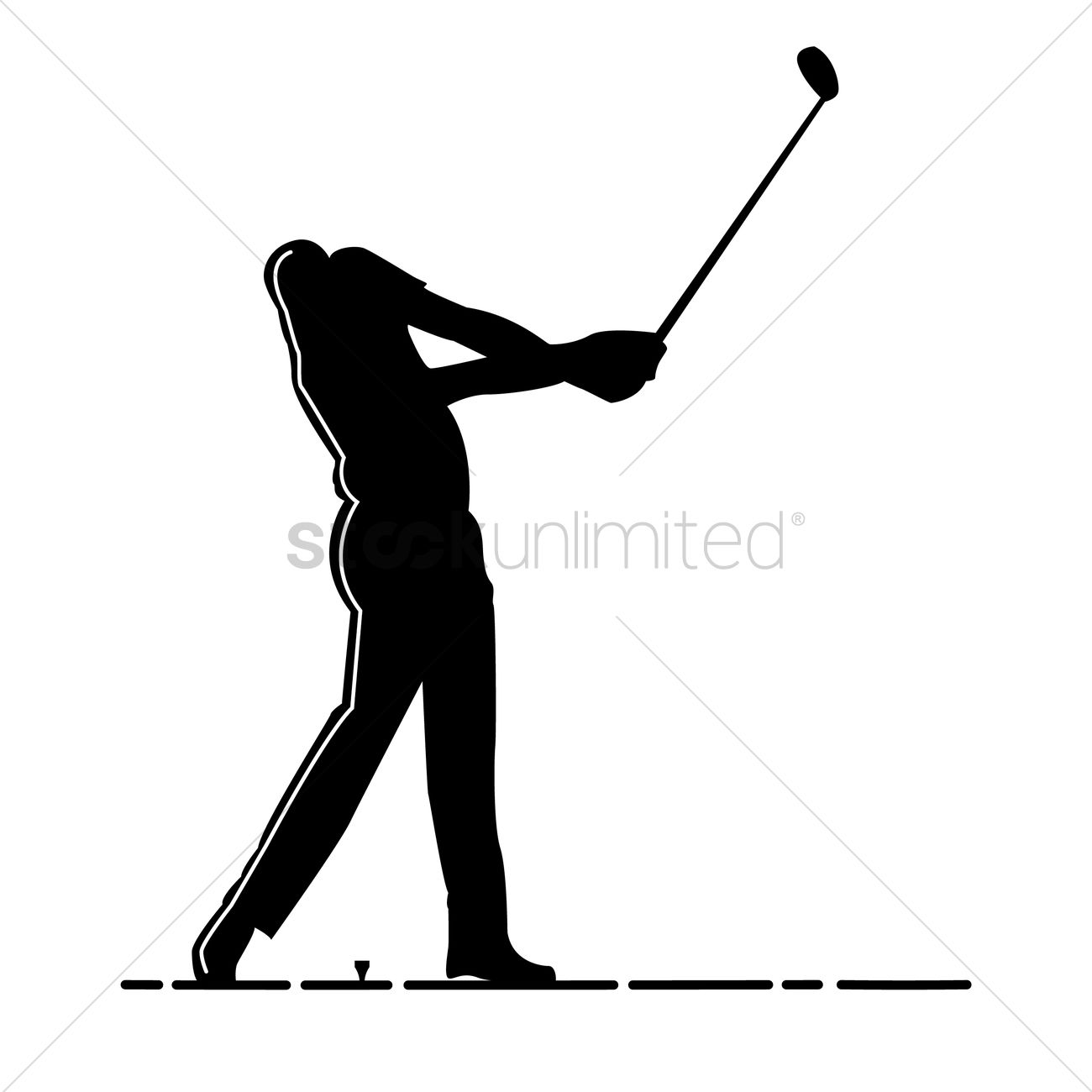 1300x1300 Silhouette Of Man Playing Golf Vector Image