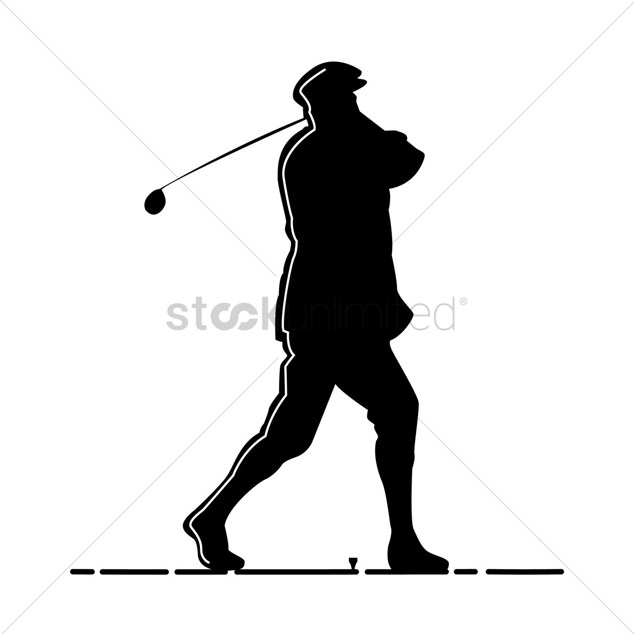 1300x1300 Silhouette Of Man Playing Golf Vector Image