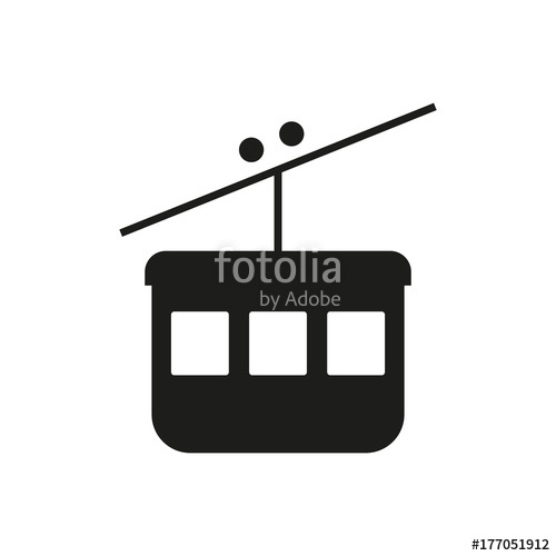 500x500 Cable Car Ski Lift Simple Icon Silhouette On White Background