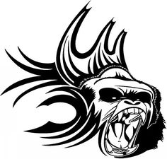 236x225 Black Gorilla Face Tattoo Flash Tattoo Inspirations