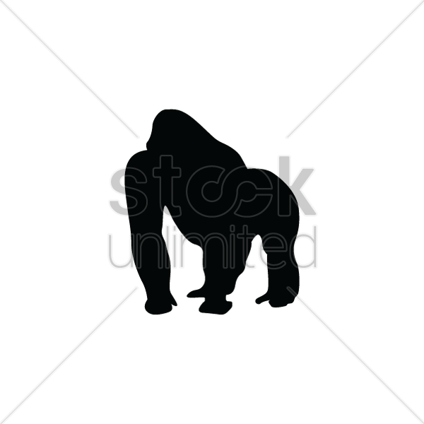600x600 Silhouette Of Gorilla Vector Image