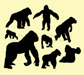 320x287 Vector Silhouette Of The Gorilla In Hutch On White Background