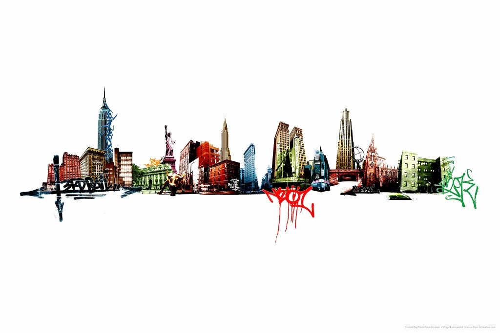 1024x683 New York Skyline Graffiti Awesome New York City Silhouette Skyline