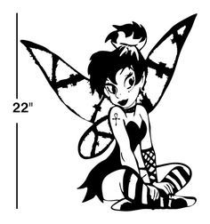 236x252 Goth Fairy Decal Sticker Wall Art Tinkerbell Day Of The Dead Dia