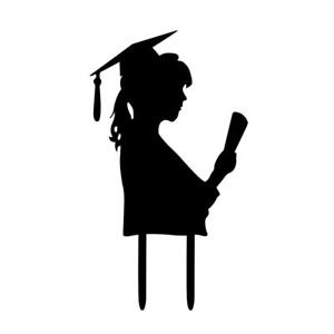 300x300 Girl Grad Silhouette Acrylic Cake Topper Pick Graduation Party