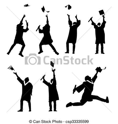 450x470 Silhouette Of College Graduate Student. Silhouettes Of Eps