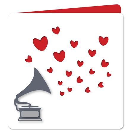 448x450 Vintage Gramophone Love Hearts Card Svg Dxf Pdf Files