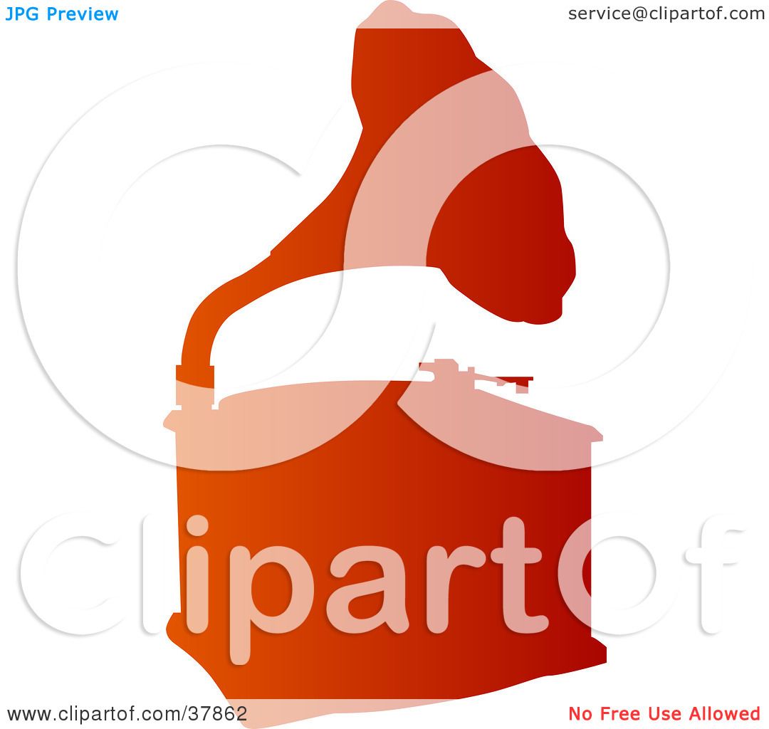 1080x1024 Clipart Illustration Of A Gradient Orange Phonograph Silhouette By