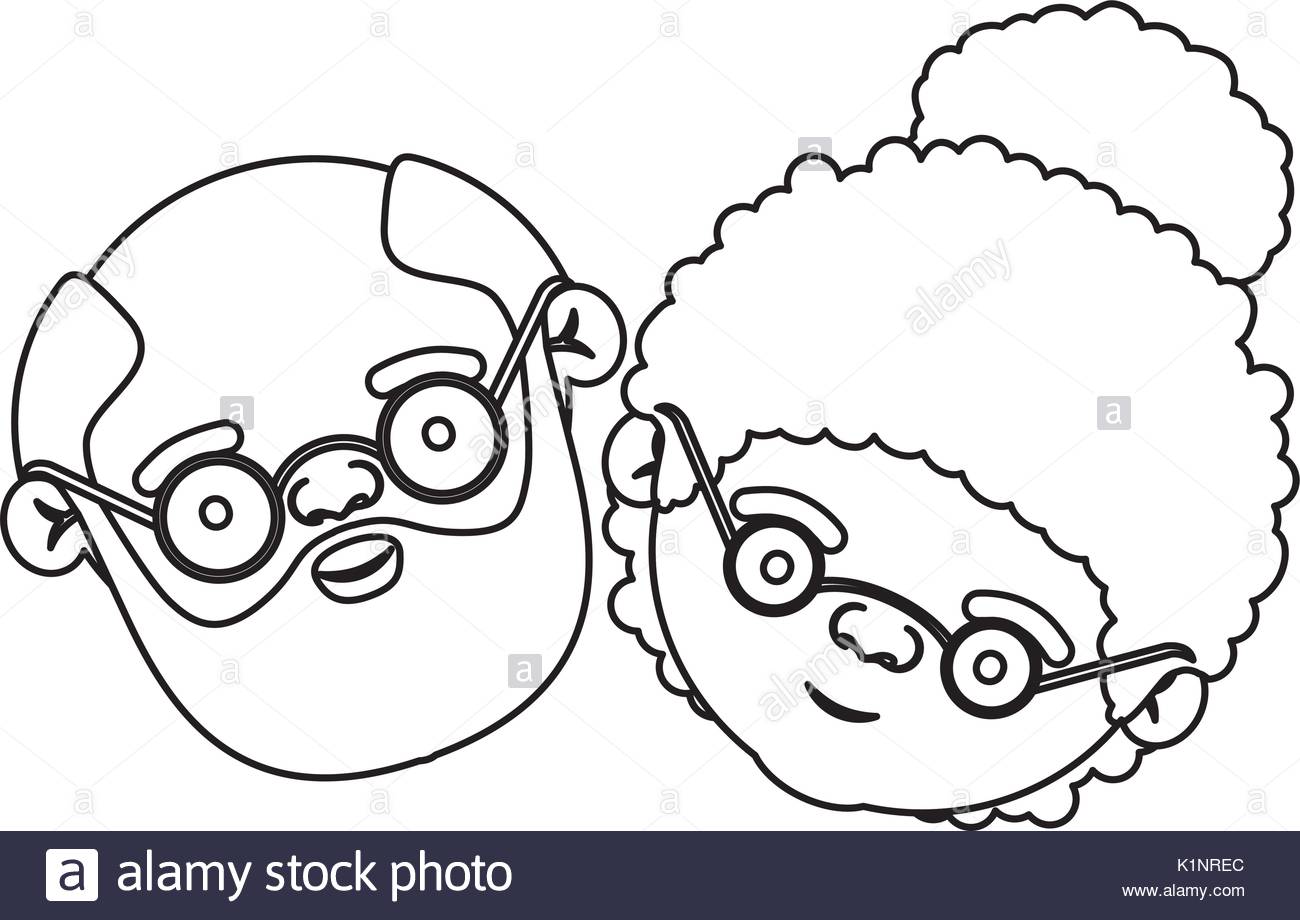 1300x920 Sketch Silhouette Of Face Of Elderly Couple Grandfather With Beard