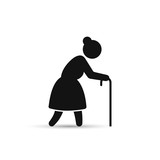 160x160 Old Woman Icon Outline, Vector. Grandmother Line Silhouette, Side