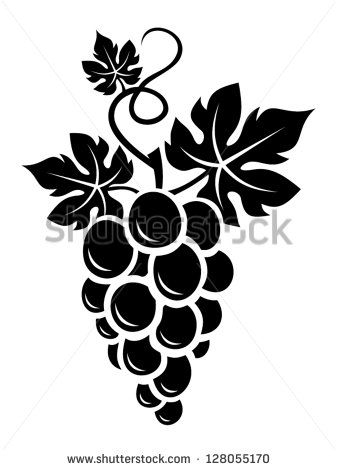 337x470 Black Silhouette Of Grapes. Vector Illustration. Printable