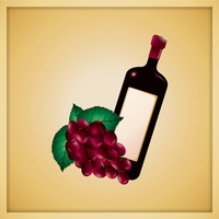 200x200 Wine Bottle And Cup Silhouette Vector Image