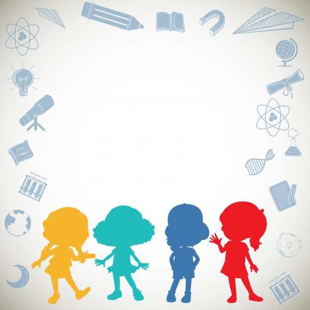 626x626 Border Design With Silhouette Children Vector Free Download