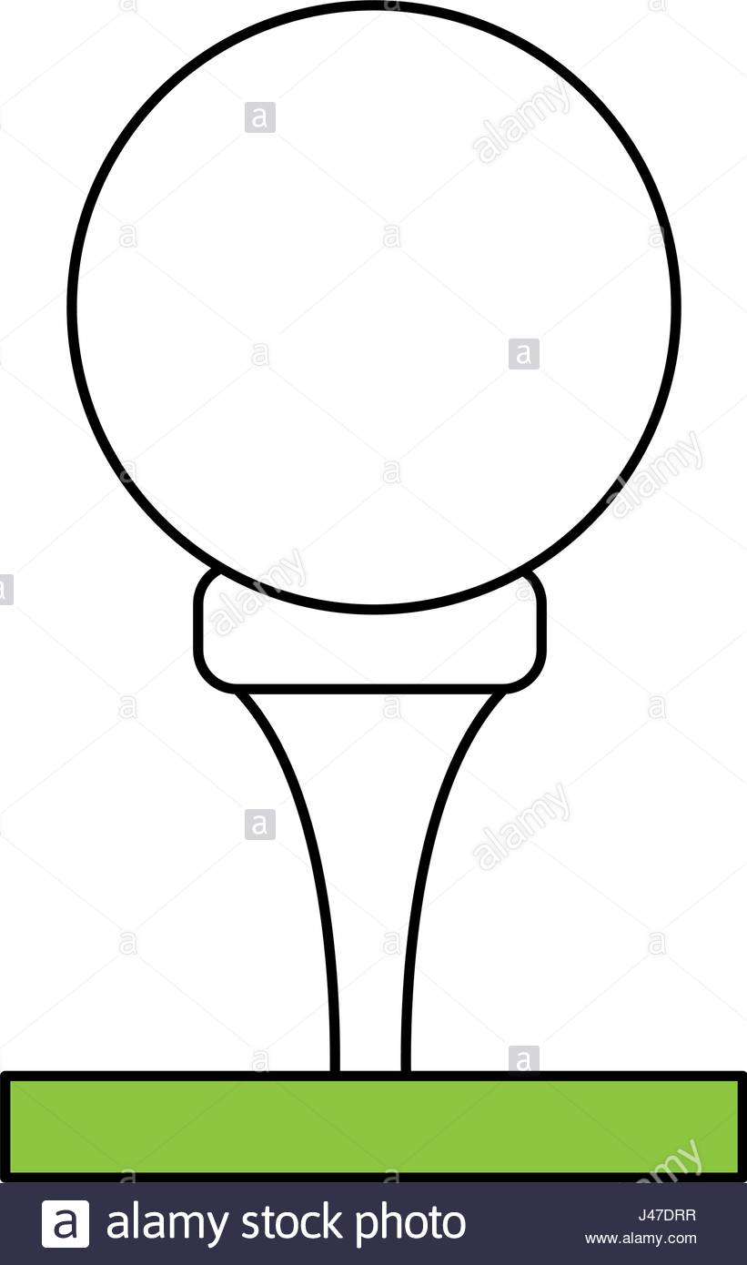 821x1390 Color Silhouette Cartoon Golf Ball On Tee In Grass Stock Vector