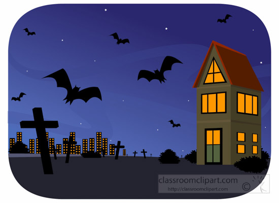 550x400 Halloween Clipart Dark Scary Night Background With Bats Flying