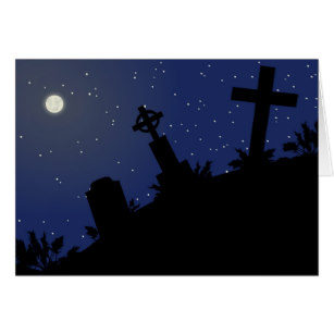 307x307 Halloween Graveyard Silhouette Cards