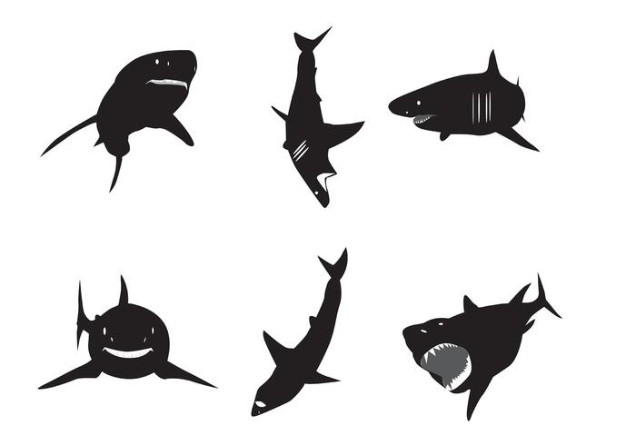 700x490 Vector Great White Shark Silhouettes