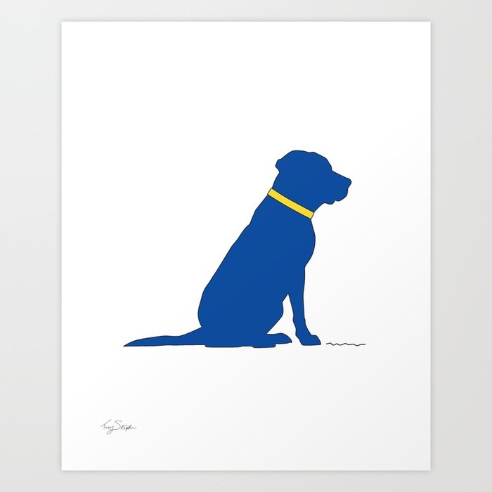 700x700 Modern Lab Silhouette In Greek Blue Art Print By Tracylstephens
