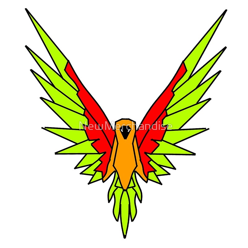 800x800 Green Red Bird Silhouette Metal Prints By Newmerchandise