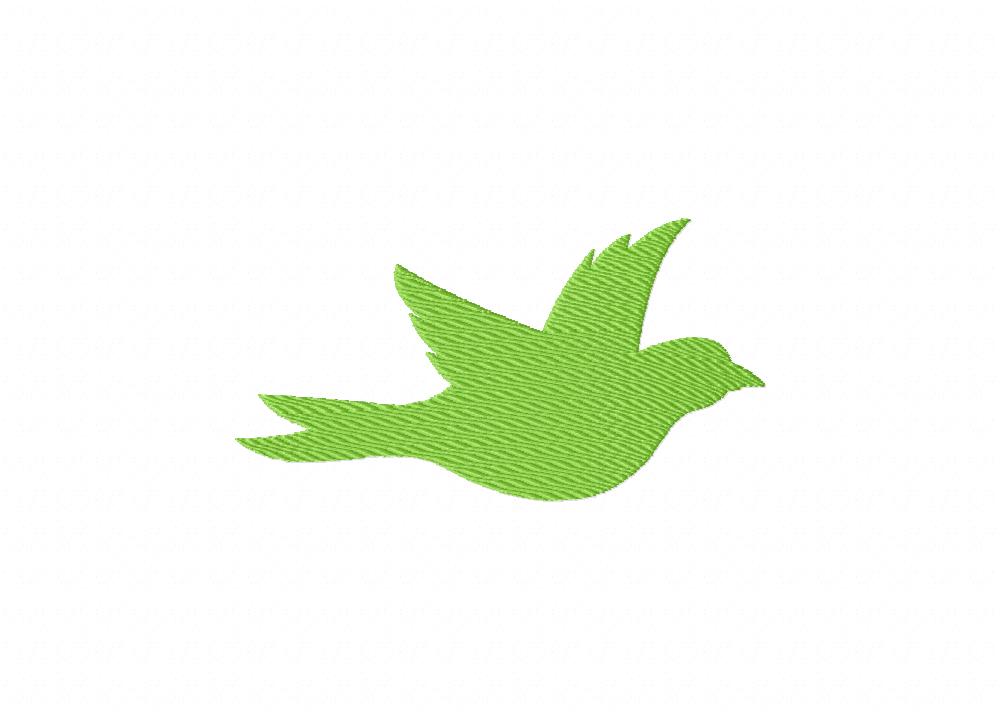 1000x721 Green Bird Silhouette Machine Embroidery Design