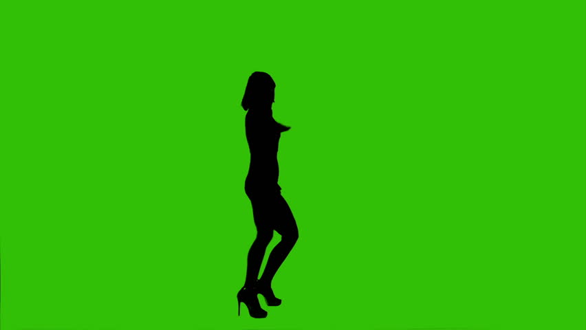 852x480 Silhouette Of Dancing Female On A Green Background. High Heels