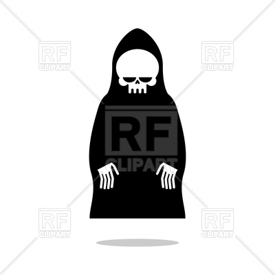 400x400 Grim Reaper In Black Hood Royalty Free Vector Clip Art Image