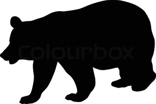 320x215 Bear Silhouette On Old Paper, Vector Illustration Stock Vector