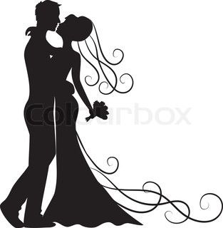 313x320 Cute Bride And Groom Silhouette Stencilek